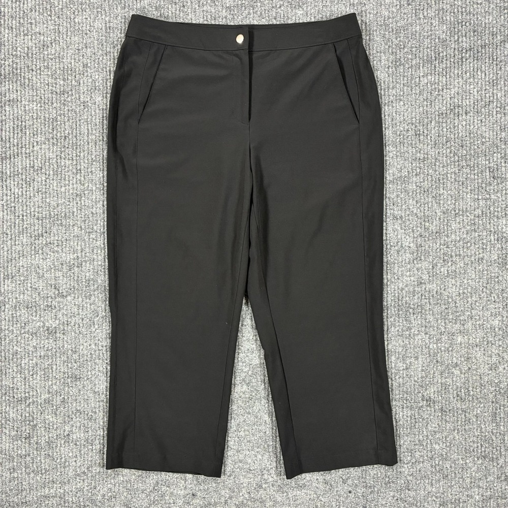 Weekends By Chico's Womens 0.5 Black Crop Pants Career Casual Stretch High Rise